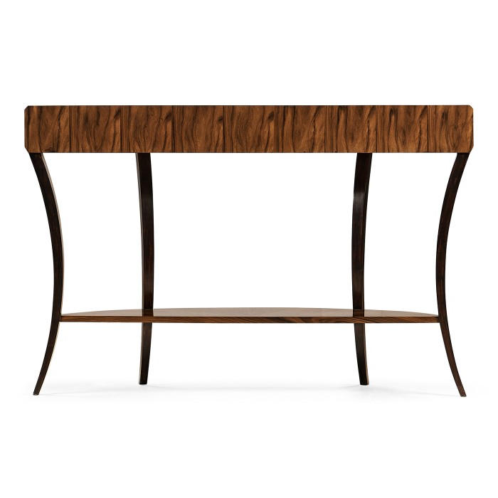 Art Deco Satin Large Demilune Console Table with Drawer