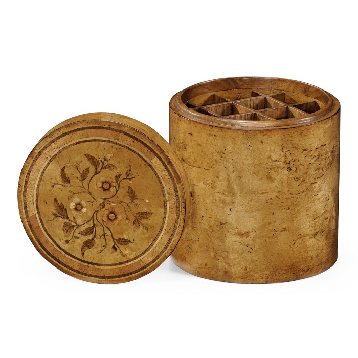 Cylindrical Burl Walnut Box