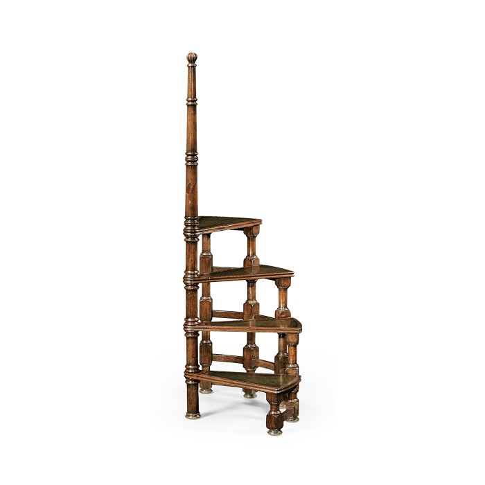 Anitqu Mahogany Library Stairs with Central Post