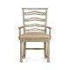 Grey Oak Pierced Ladder Back Country Arm Chair, Upholstered in MAZO