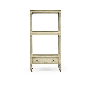 Three-tier grey rub-through étagère