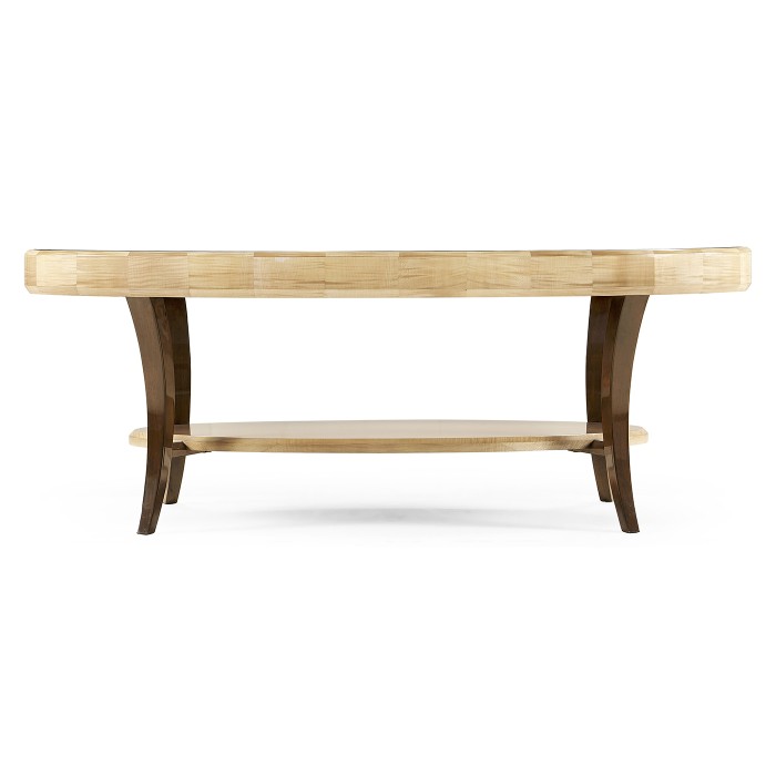 Art Deco Oval Glass Topped Coffee Table