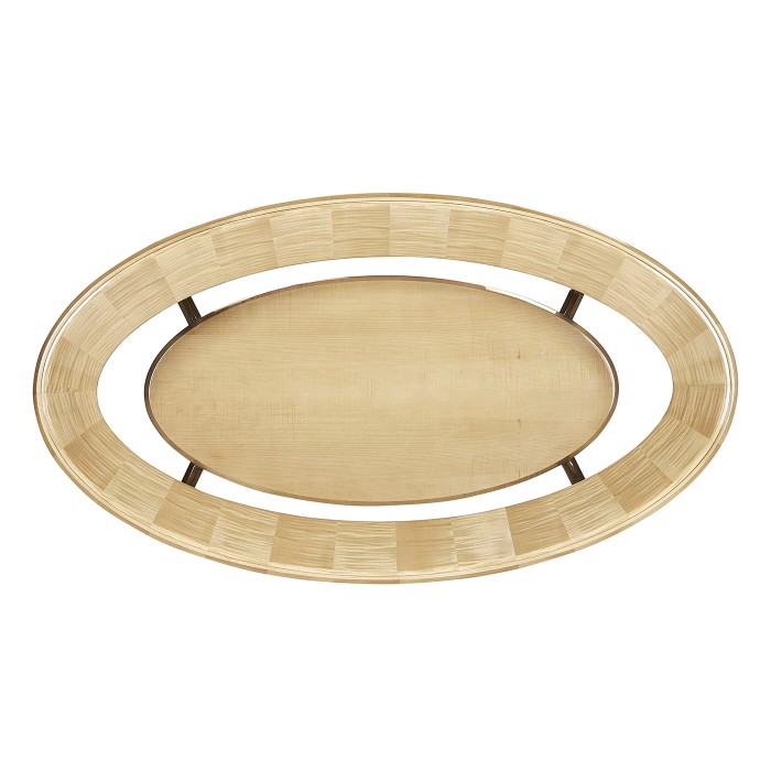 Art Deco Oval Glass Topped Coffee Table