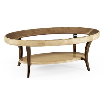 Art Deco Oval Glass Topped Coffee Table