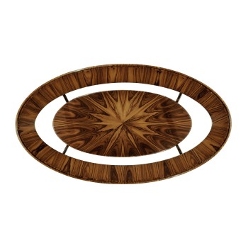 Art Deco Oval Glass Topped High Lustre Coffee Table