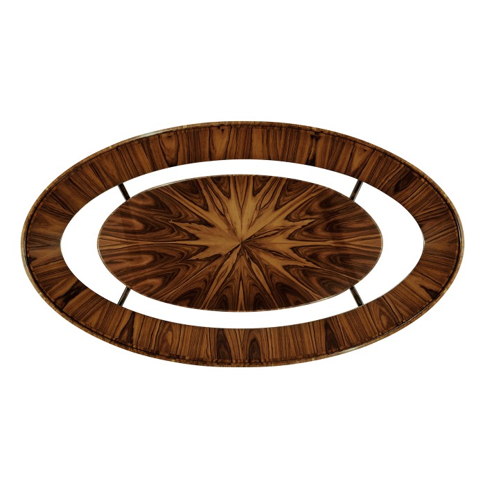 Art Deco Oval Glass Topped High Lustre Coffee Table