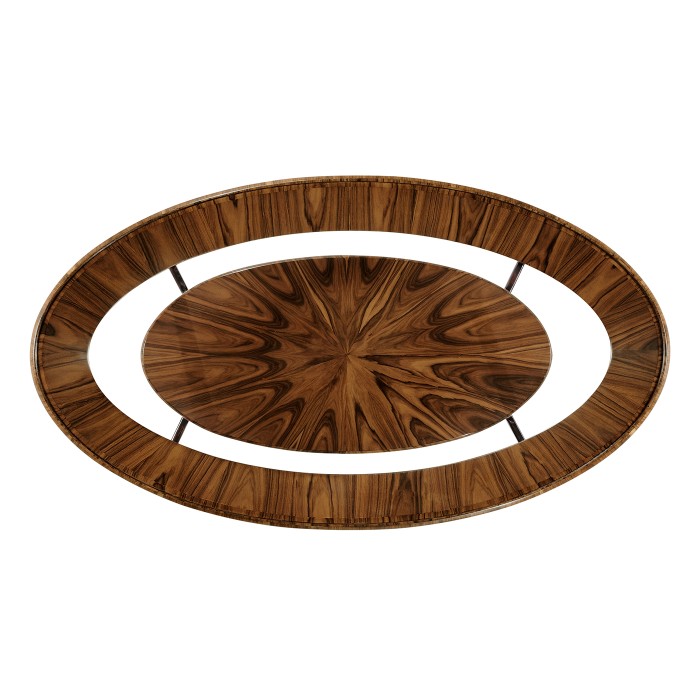 Art Deco Oval Glass Topped High Lustre Coffee Table