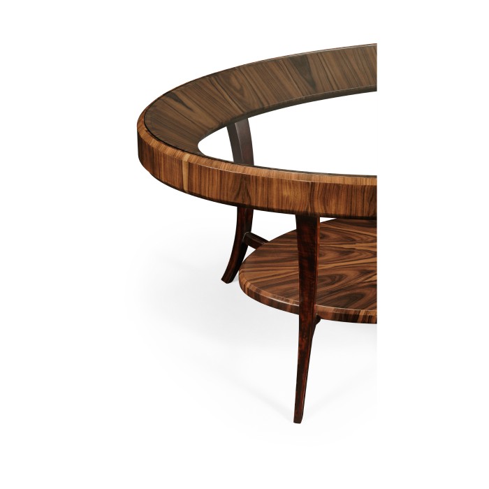 Art Deco Oval Glass Topped High Lustre Coffee Table
