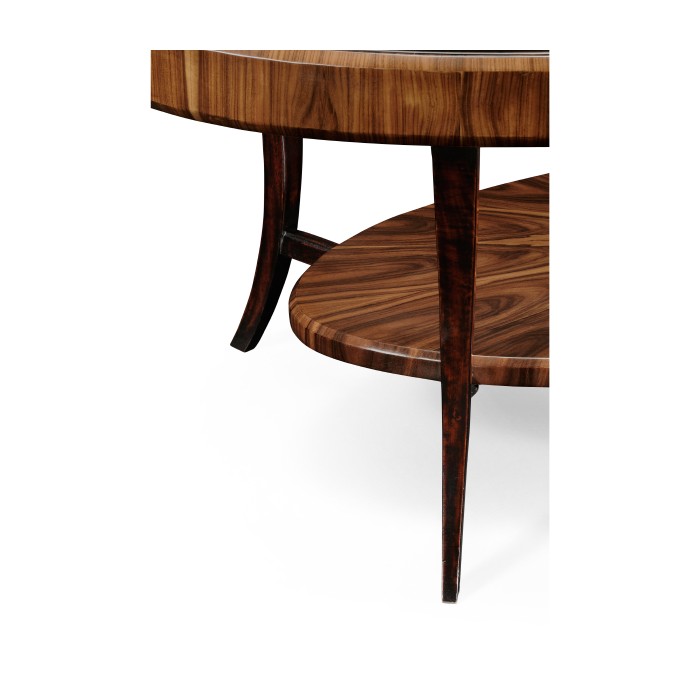 Art Deco Oval Glass Topped High Lustre Coffee Table