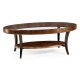 Art Deco Oval Glass Topped Satin Coffee Table 