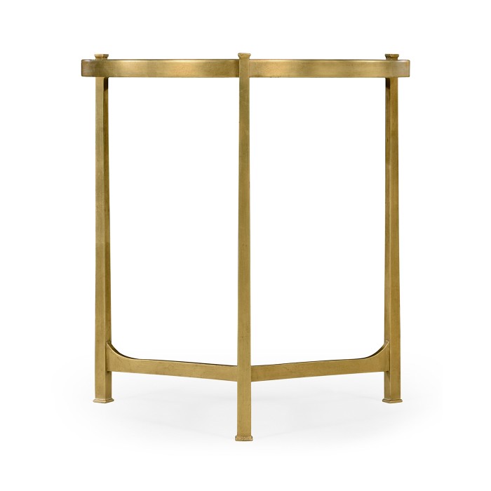 Large Green Round Faux Shagreen Gilded Side Table