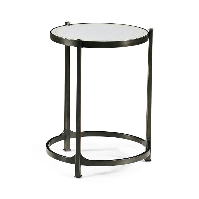 Églomisé & Bronze Iron Round Nest of Tables