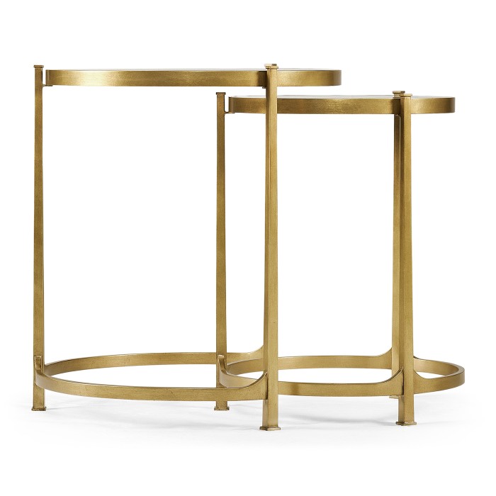 Églomisé & Gilded Iron Round Nest of Tables
