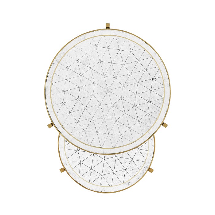 Églomisé & Gilded Iron Round Nest of Tables