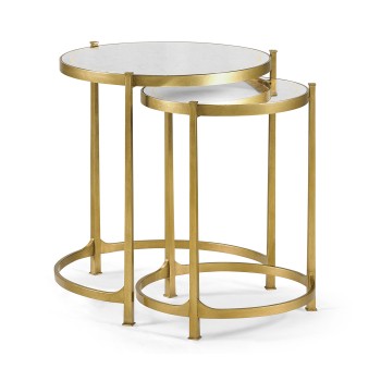 Églomisé & Gilded Iron Round Nest of Tables