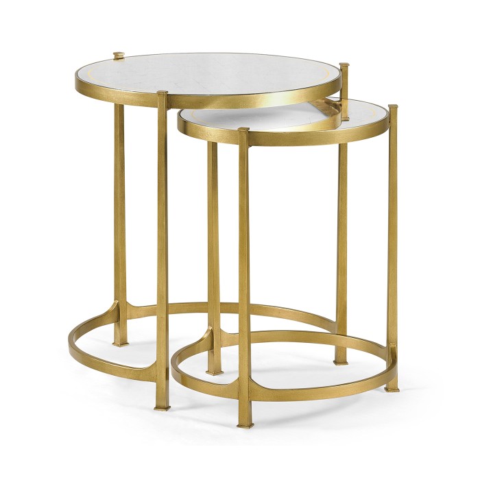 Églomisé & Gilded Iron Round Nest of Tables