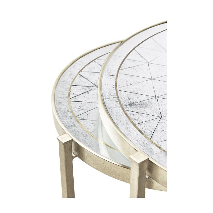 Églomisé & Silver Iron Round Nest of Tables
