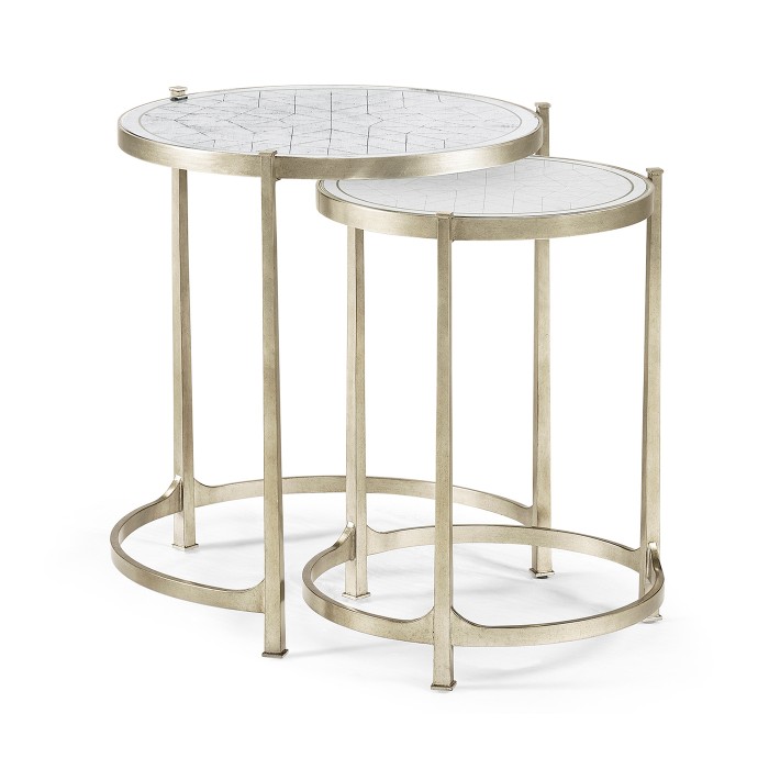Églomisé & Silver Iron Round Nest of Tables