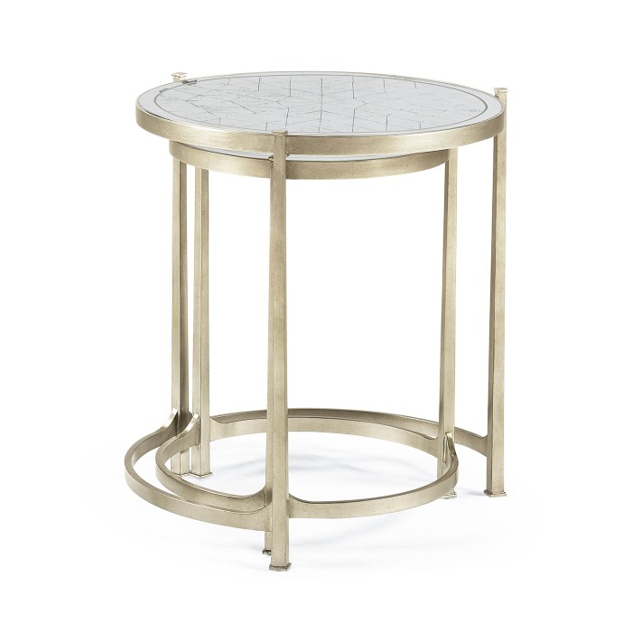 Églomisé & Silver Iron Round Nest of Tables