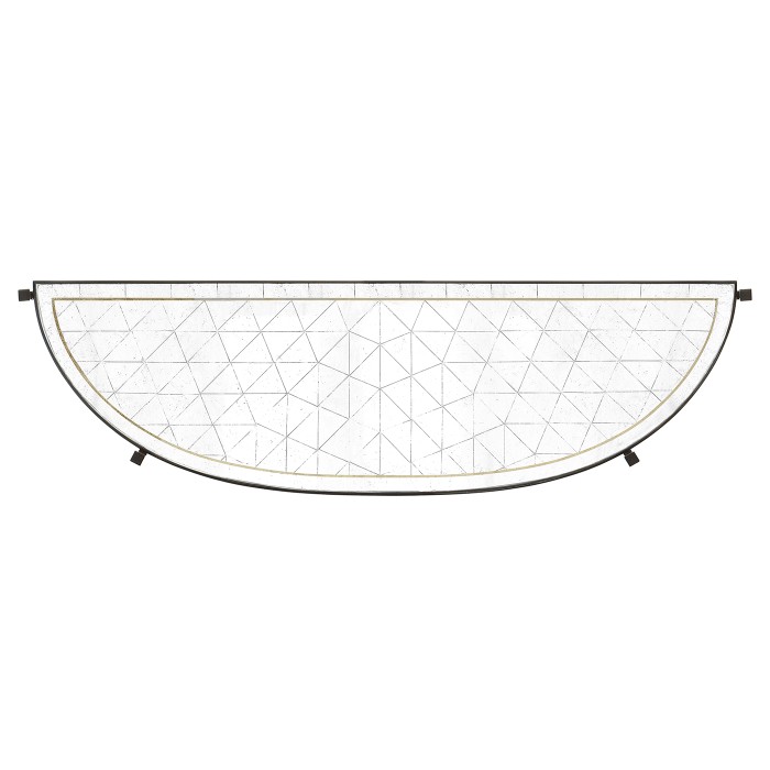 Large Églomisé & Bronze Iron Demilune Console