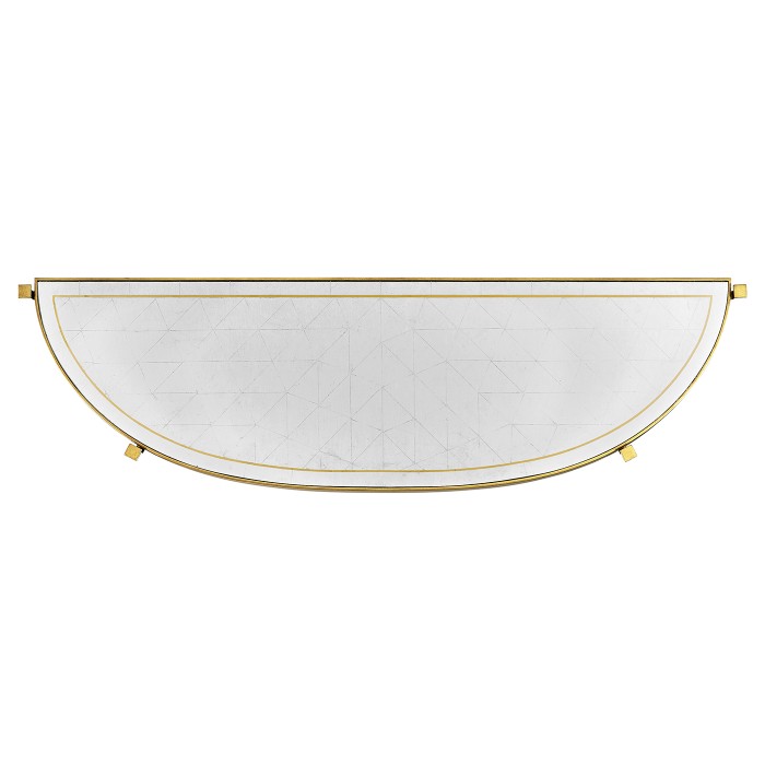 Large Églomisé & Gilded Iron Demilune Console 