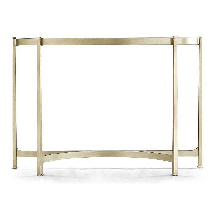 Large Églomisé & Silver Iron Demilune Console 