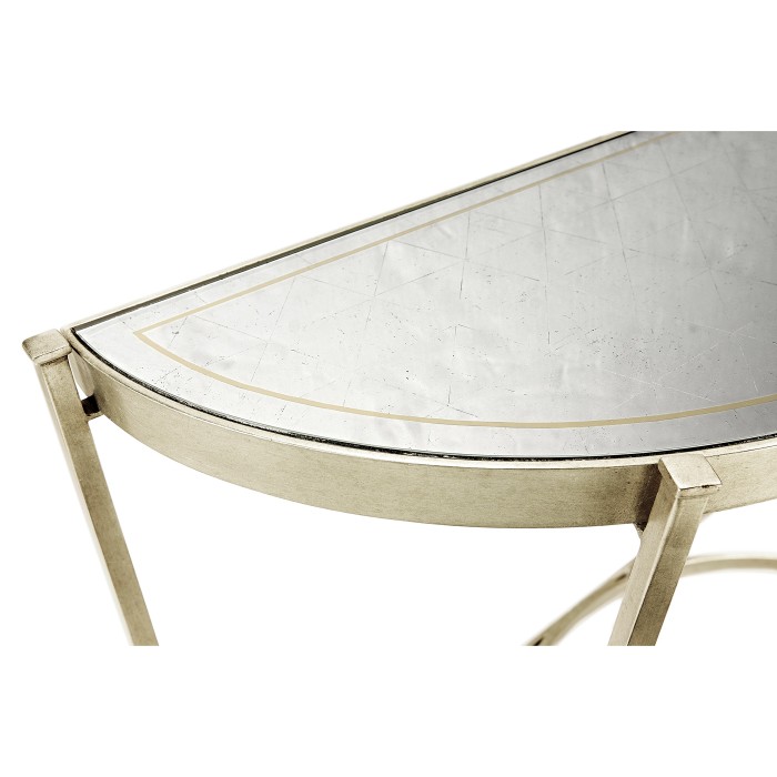 Large Églomisé & Silver Iron Demilune Console 