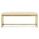 Gilded Iron & Cream Leather Bench