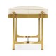 Gilded Iron & Cream Leather Bench