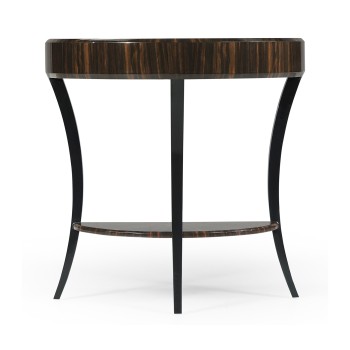 Small Demilune Art Deco Macassar Ebony High Lustre Console Table