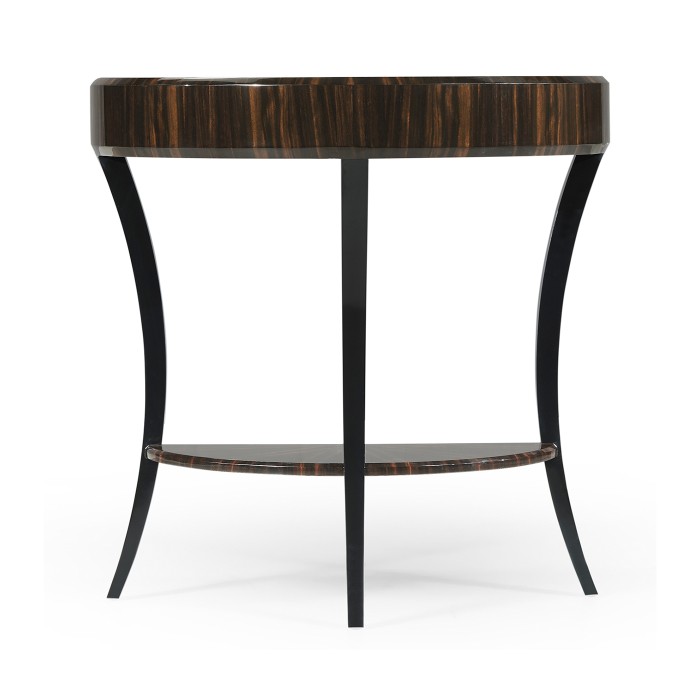 Small Demilune Art Deco Macassar Ebony High Lustre Console Table