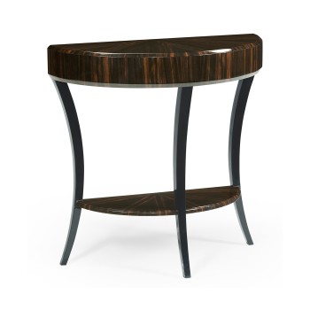 Small Demilune Art Deco Macassar Ebony High Lustre Console Table