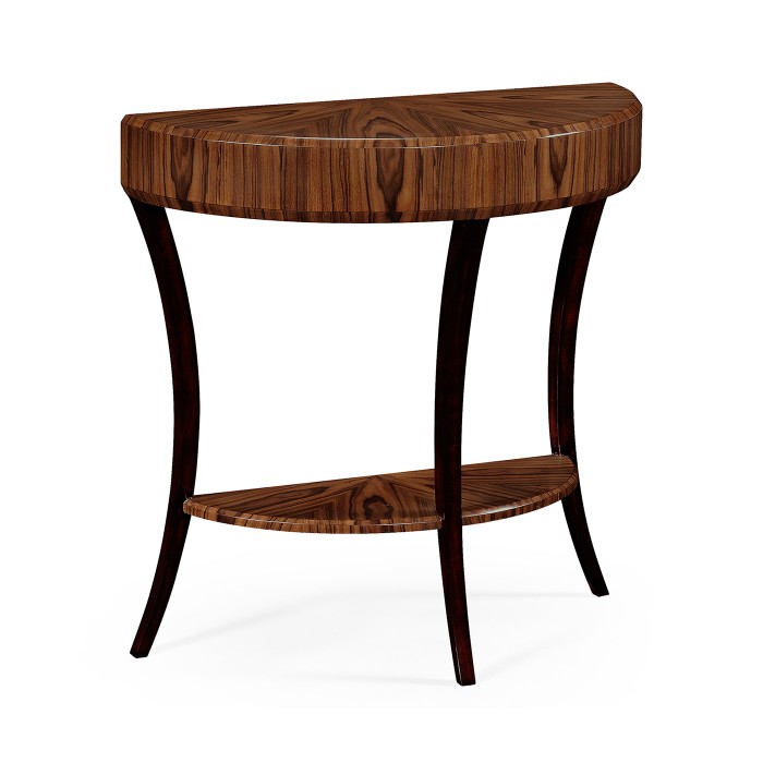Art Deco High Lustre Small Demilune Console Table