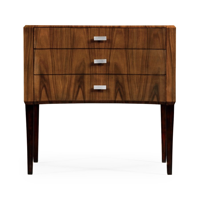 Art Deco curved chest of drawers with stainless steel handles (High lustre)
