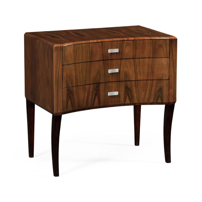 Art Deco curved chest of drawers with stainless steel handles (High lustre)