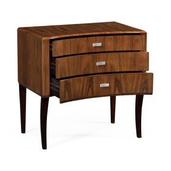 Art Deco curved chest of drawers with stainless steel handles (High lustre)