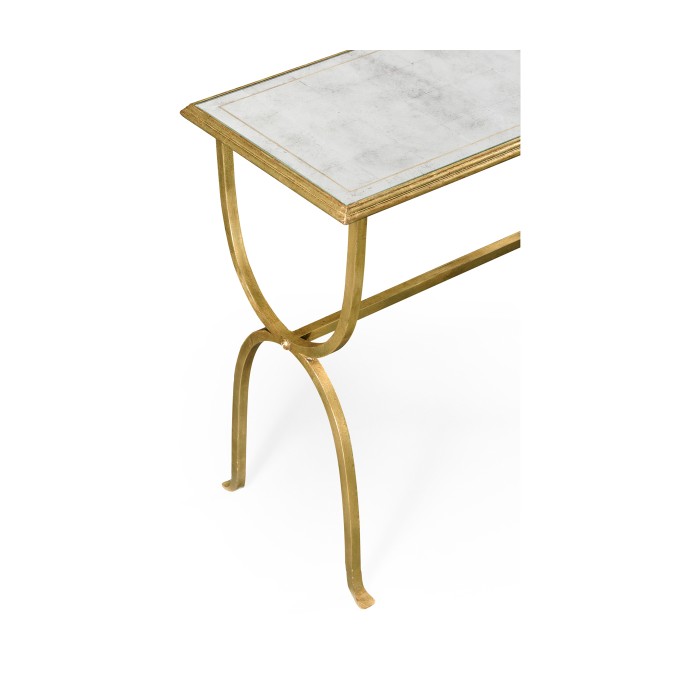 Églomisé & Gilded Iron Horseshoe Console