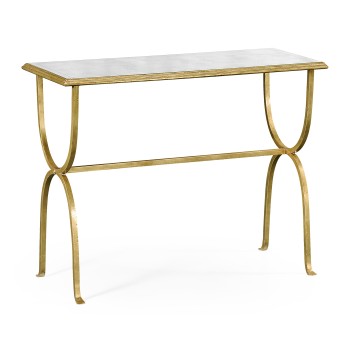 Églomisé & Gilded Iron Horseshoe Console