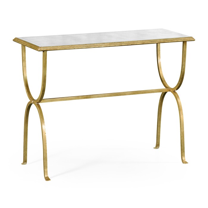 Églomisé & Gilded Iron Horseshoe Console