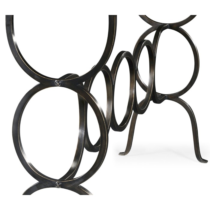 Églomisé & Bronze Iron Circles Console
