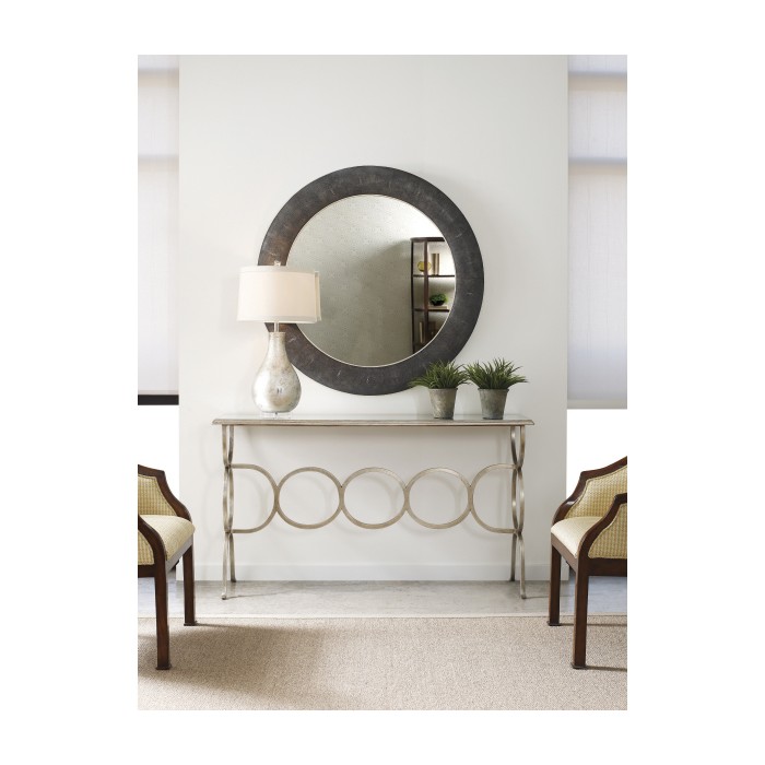 Églomisé & Bronze Iron Circles Console
