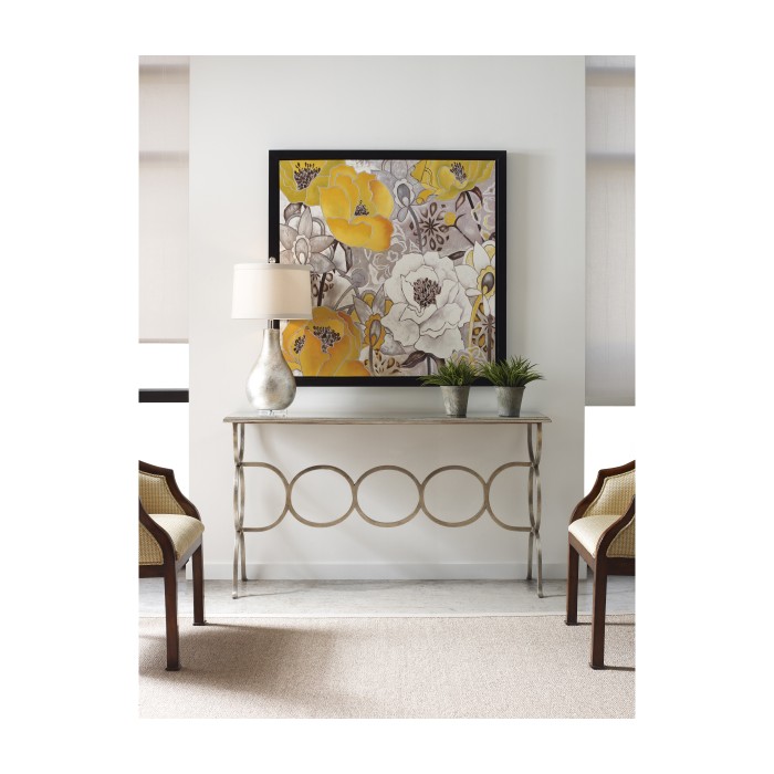 Églomisé & Bronze Iron Circles Console