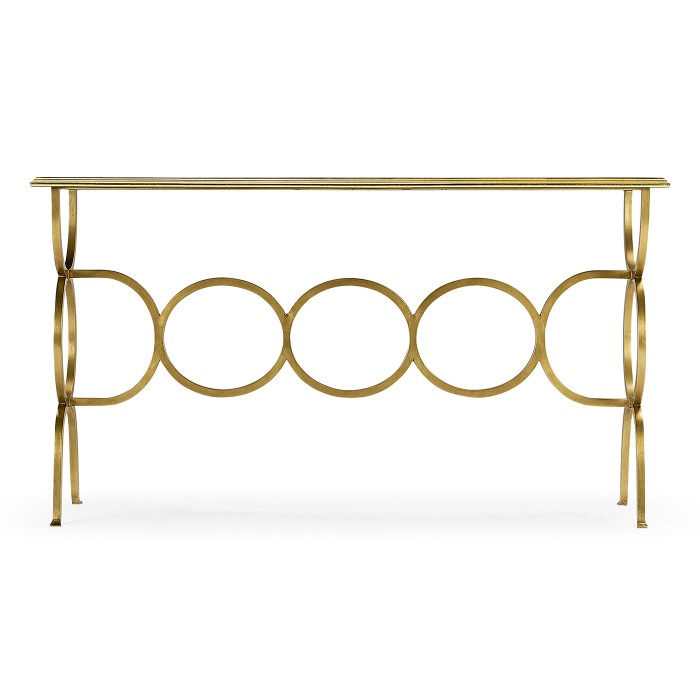 Églomisé & Gilded Iron Circles Console