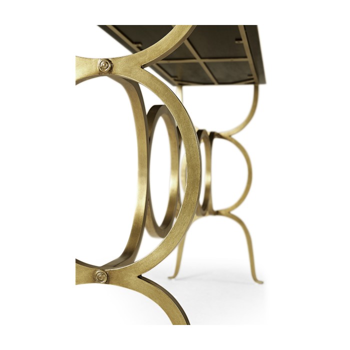 Églomisé & Gilded Iron Circles Console
