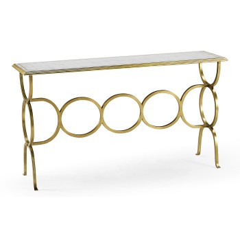 Églomisé & Gilded Iron Circles Console