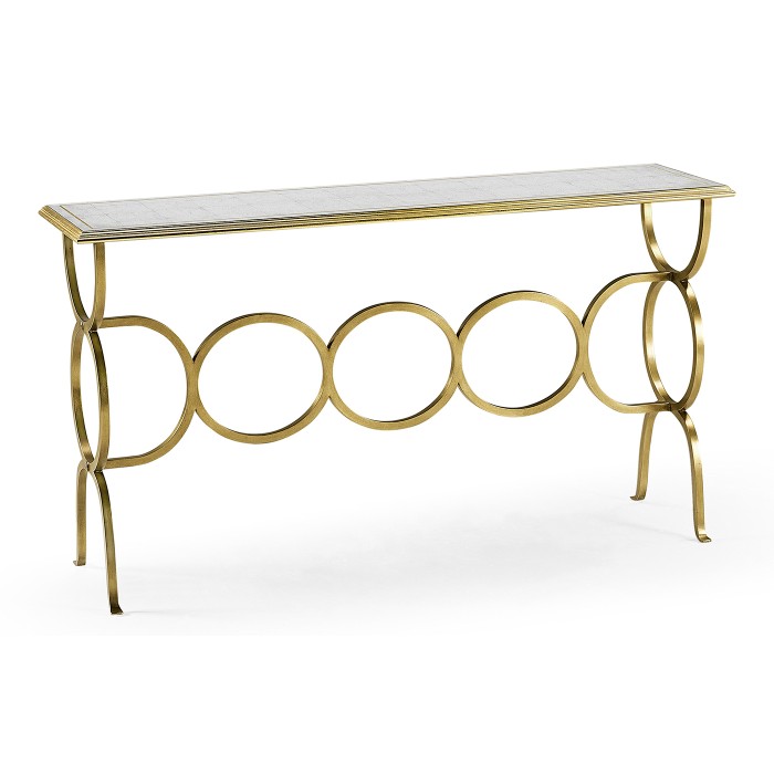 Églomisé & Gilded Iron Circles Console