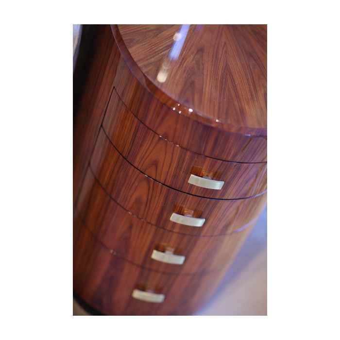 Oval Art Deco Macassar Ebony High Lustre Chest of Drawers