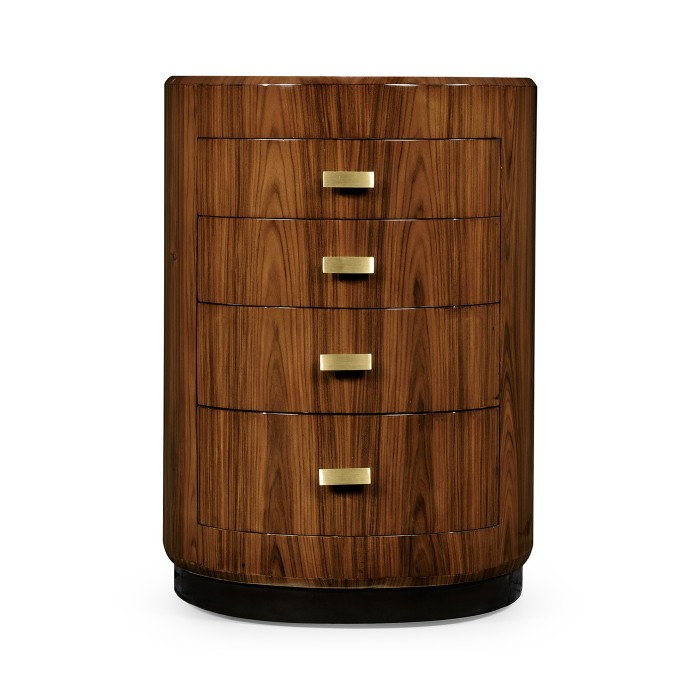 Art Deco Oval Chest of Drawers with Brass Handles (High Lustre)