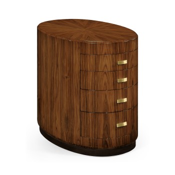 Art Deco Oval Chest of Drawers with Brass Handles (High Lustre)