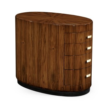 Art Deco Oval Chest of Drawers with Brass Handles (High Lustre)